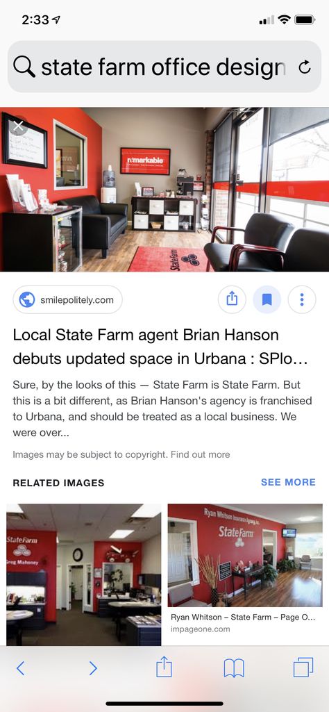 State Farm Office Decor Interior Design, State Farm Office Decor, Farm Office Decor, State Farm Office, Farm Office, State Farm Insurance, State Farm, Interior Concept, Office Interior