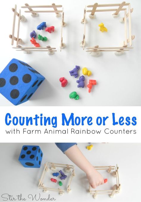 Counting objects and Comparing More or Less is an important math skill for preschoolers to learn. Using these fun Farm Animal Rainbow Counters will fit into any farm theme! Farm Math, Farm Lessons, Farm Animals Activities, Farm Theme Preschool, Number Worksheet, Counting Objects, Farm Unit, Farm Animals Theme, Farm Preschool