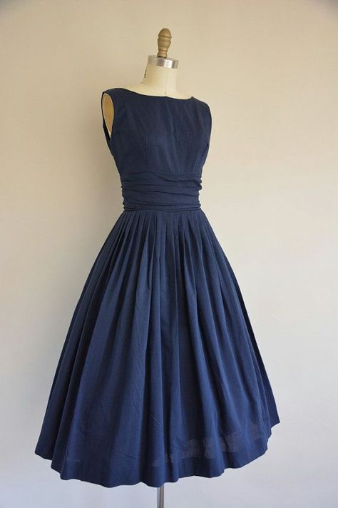 1950's Navy Dress with Matching Jacket: Feminine Clothes, Mode Tips, School Things, Vintage 1950s Dresses, Dresses Ideas, 50s Dresses, 1950s Dress, 50s Fashion, Navy Dress