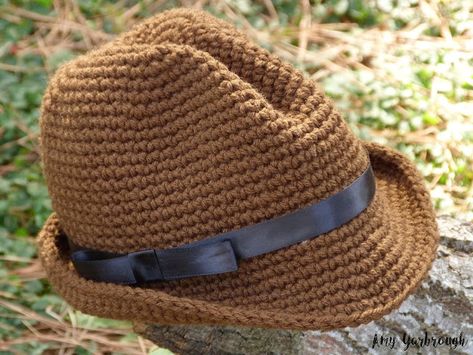 Snappy Fedora (3 Sizes) | Free Crochet Pattern - Ginger Peachy Crochet Patterns Quick, Crochet Fedora, Make Your Own Hat, Kids Crochet Pattern, Hat Patterns Free, Crochet With Cotton Yarn, Quick Crochet Patterns, Hat Clip, Baby Hat Patterns