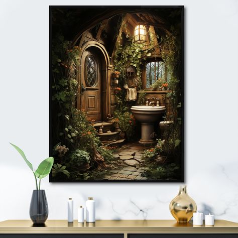 Woodland Retreat, Bathroom Rustic, Bathroom Canvas, Acrylic Wall Decor, Castle Wall, Brown Wall Art, Black Picture Frames, Gold Picture Frames, Rustic Bathroom