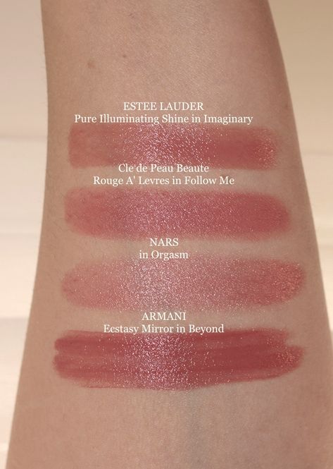 Estee Lauder Lipstick Swatches, Armani Foundation, Estee Lauder Lipstick, Glow Primer, Double Wear Foundation, Moisturizing Foundation, Coffee Latte Art, Shine Lipstick, Lip Color Makeup