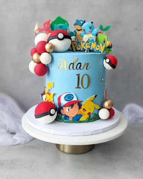 Cake Ideas For 11 Year Boy, Birthday Cakes For 6 Year Boy, Birthday Cake For 10 Year Boy, Pokemon Themed Cake, Pokemon Birthday Party Cake, Pikachu Cake Ideas, Pokemon Cake Ideas, Pikachu Cake Birthdays, Charizard Cake