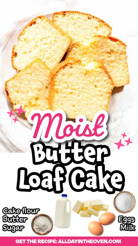 5 slices of butter loaf cake on a white plate Moist Butter Pound Cake, Loaf Pound Cake Recipes Moist, Loaf Pan Pound Cake Recipe, Butter Pound Cake Recipe Moist, Loaf Pound Cake Recipes, Butter Loaf Cake Recipe, Christmas Loaf Cakes, Bread Cake Recipes, Easy Loaf Cake Recipes