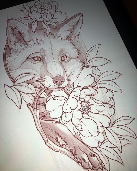 🦊 // @batcountryclub Owl Tattoo Drawings, Fox Tattoo Design, Kunst Tattoos, Tato Lengan, Fox Tattoo, Owl Tattoo, Wolf Tattoo, 문신 디자인, Dog Tattoos