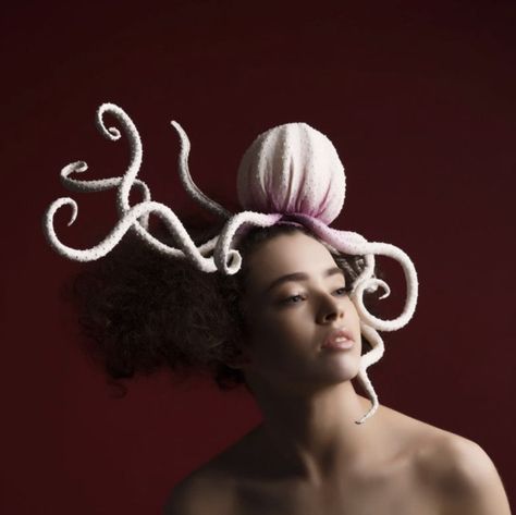 Whether you're looking for a fun new fascinator for a Zoom call or wild, stylish hat for a future Kentucky Derby party, Maor Zabar's hats fit the bill. These silly hats include burgers, octopi, and sushi. Anyone hungry? #foodhats #hats #fashion #couture Octopus Fascinator, Making Hats, People Getting Married, Silly Hats, Purple Lily, Friends Episodes, Red Lily, Pink Kimono, Crazy Hats