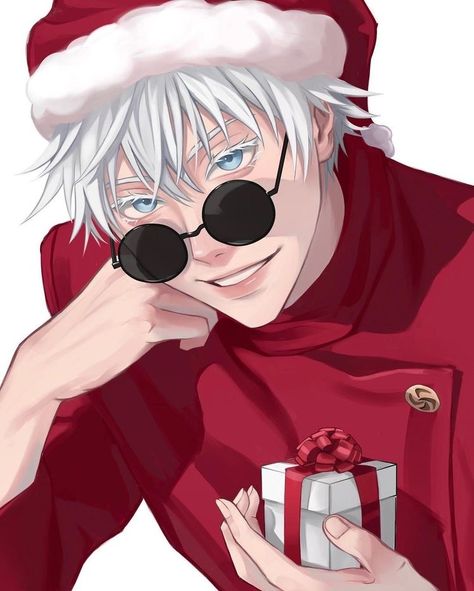 Gojo Satoru Christmas, Jujutsu Kaisen Christmas, Gojo Christmas, Jjk X Yn, Gojo Sensei, Perfect Husband, Ju Jitsu, Santa Outfit, Anime Christmas