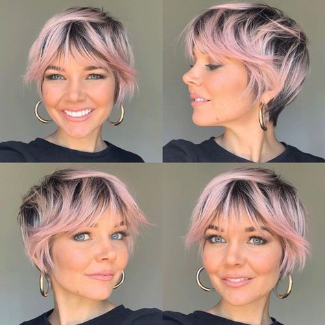 Pixie Hairstyles, Short Hair Cuts For Women, Pixie Haircut, Hair Dos, Womens Haircuts, Pixie Cut, Fine Hair, Pink Hair, Textured Hair