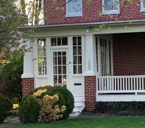 Frederick foursquare front porch enclosed vestibule Enclosed Craftsman Porch, Front Porch With Vestibule, Partially Enclosed Front Porch, Enclosed Front Porch Ideas Farmhouse, Adding A Front Vestibule, Front Entry Addition Enclosed, Enclose Front Porch Before And After, Front Porch Turned Into Mudroom, Enclosed Front Porch Ideas Exterior