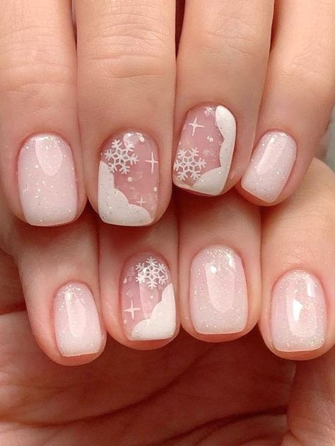 Disney Nails Winter, Short Nail Inspo Winter, Disney Nails Christmas, Snowflake Nails Short, Dark Maroon Nails, Snow Nail Designs, Snow Nails Winter, Maroon Fall Nails, 23 Nails