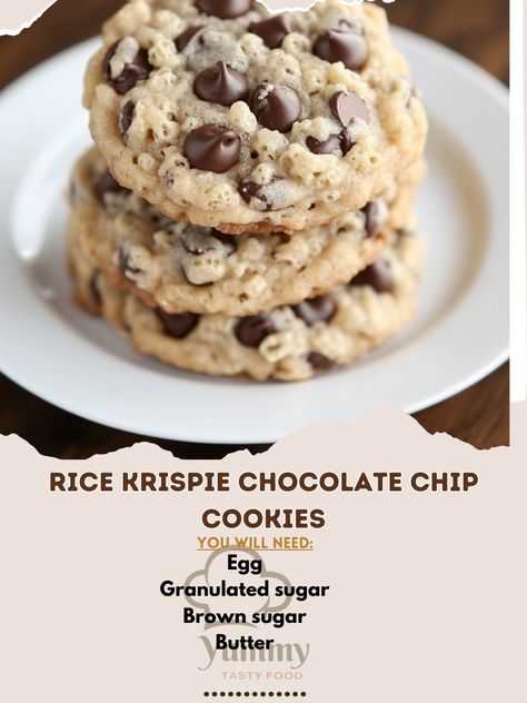 🍪🍫 Rice Krispie Chocolate Chip Cookies – Crunchy, gooey, and simply irresistible! Try these Rice Krispie chocolate chip cookies for a fun twist. 🍪😋 #RiceKrispieCookies #CookieRecipe Rice Krispie Chocolate Chip Cookies Ingredients: Butter (1/2 cup, softened) Brown sugar (1/2 cup) Granulated sugar (1/4 cup) Egg (1) Vanilla extract (1 tsp) All-purpose flour (1 cup) Baking soda (1/2 tsp) Salt (1/4 tsp) Chocolate chips (1/2 cup) Rice Krispies cereal (1 cup) Instructions: Preheat oven to 350°F ... Rice Krispie Chocolate Chip Cookies, Rice Krispie Chocolate, Rice Krispies Cereal, Soften Brown Sugar, Crunchy Chocolate Chip Cookies, Chocolate Rice Krispies, Chocolate Chip Cookies Ingredients, Rice Krispie Cereal, Simply Irresistible