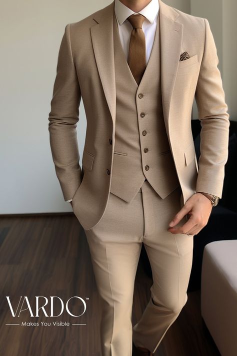 Brown Suits For Men, Suit For Men Wedding, Best Wedding Suits, Stylish Mens Suits, Tan Suit, Classy Outfits Men, Classy Suits, Wedding Suits Groom, Dress Suits For Men