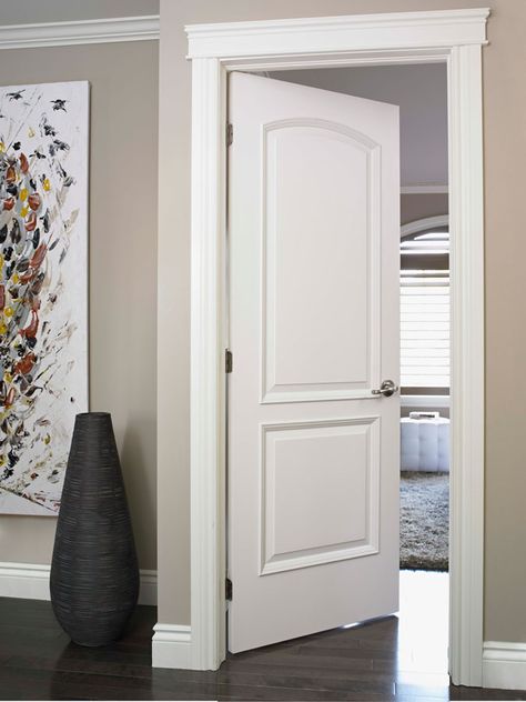 Doors - Interior Doors - Moulded - Smooth Finish - Continental As its name would suggest, the Continental™ is reminiscent of classic European architecture and lends itself well to homes that are more traditional in style. This is a two-panel door with an ovolo sticking profile and a smooth surface.   en.jeld-wen.ca/interior_doors/moulded/smooth_finish/conti... Arched Interior Doors, Jeld Wen Interior Doors, Interior Paint Colors For Living Room, Porte In Ferro, Contemporary Interior Doors, Mountain Home Exterior, Interior Door Styles, European Doors, Bedroom Door Design