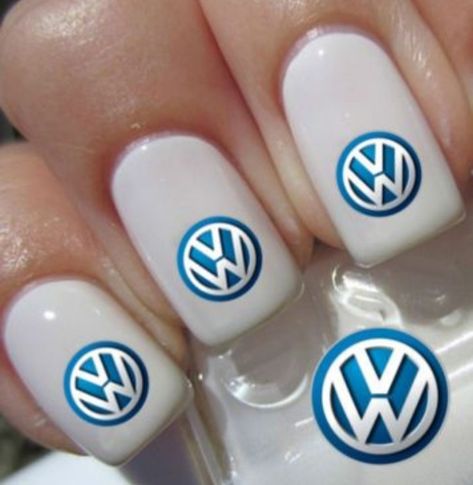 Volkswagen Nails, Vw Nails, Vw Roadster, Racing Nails, Decorate Nails, Punch Buggy, Blue Acrylic Nails, New Beetle, Nails Only