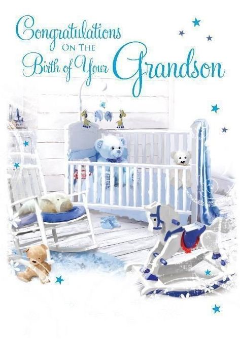 Congrats On Baby Boy, Congratulations Grandma, Baby Born Congratulations, Wishes For Baby Boy, Birthday Msgs, Grandparents Card, Birth Card, Cherry Orchard, Horse Cards