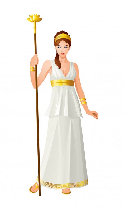 Greek gods and goddess hera | Premium Vector #Freepik #vector #icon #woman #girl #cartoon Hera Goddess Props, Hera The Goddess, Hera Goddess Costume, Gods And Goddesses Mythology, Hera Drawing, Hera Costume, Greek Mythology Costumes, Greek Goddess Hera, Hellenic Aesthetic