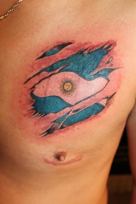 #Argetinian Flag #Ches #Tattoo #Ripped Skin BY GOOS BRUSCHI Koi, Watercolor Tattoo, Soldier, Flag, Tattoos, Iphone, Skin