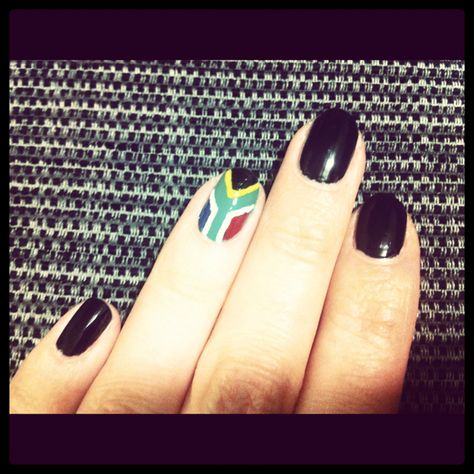 South African flag #projectza #capetown #southafrica Africa Nails, Springbok Rugby, Flag Nails, South African Flag, African Flag, Gelish Nails, Lines On Nails, South African Recipes, Southern Africa