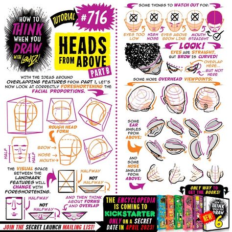 Head From Above Reference, Head From Above, Drawing Advice, Etherington Brothers, Facial Proportions, Brothers Art, Art Hacks, Comic Tutorial, Drawing Heads