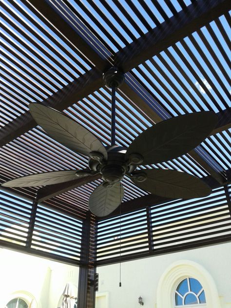 We installed this Hunter Outdoor Elements II #CeilingFan in a pergola in one of… Rustic Pergola, Outdoor Bars, Door Protection, Hunter Ceiling Fans, Retractable Roof, Hunter Fans, Modern Pergola, Replacement Canopy, Pergola Garden