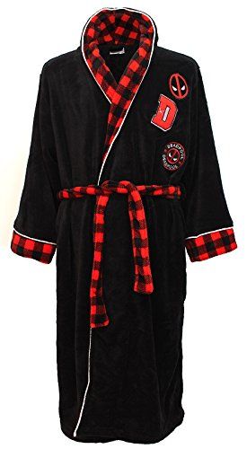 Marvel Deadpool Adult Plush Robe with Embroidered Patches (Large) Black Deadpool Embroidery, Deadpool Clothes, Deadpool Backpack, Deadpool Plush, Deadpool Outfit, Plush Robe, Marvel Deadpool, Flannel Jacket, Black Shop