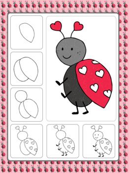 Valentine's Day Directed Drawings FREE Ladybug Valentines Art Lessons, Trin For Trin Tegning, Ako Kresliť, Valentine Drawing, Valentines Day Drawing, Directed Drawing, Valentines Art, Easy Doodles Drawings, Art Drawings For Kids