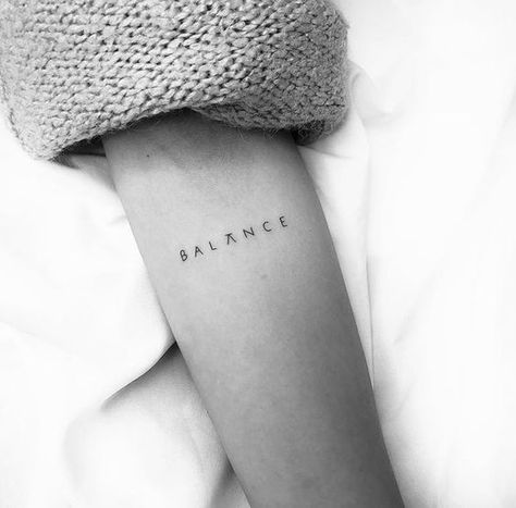 Tattoos Handwriting, Balance Word, Tattoo Balance, Handwriting Tattoos, Balance Tattoo, One Word Tattoos, Tattoos Simple, Word Tattoo, Aesthetic Tattoos