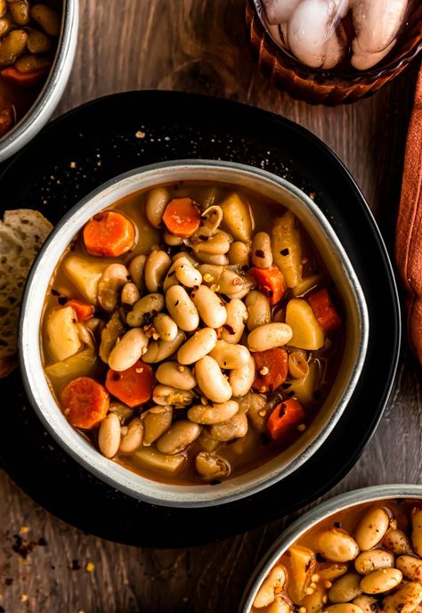 Serbian White Bean Soup, Serbian Bean Soup Pasulj, Pasulj Serbian, Bean Soup Vegetarian, Soup Vegetarian, White Bean Soup Recipes, Bean Soup Recipe, Northern Beans, Serbian Recipes