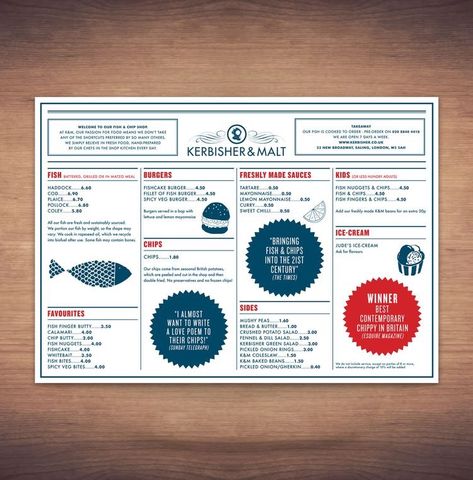 Fish And Chips Menu, Fish And Chips Restaurant, British Fish And Chips, Menu Design Inspiration, Fish Burger, Fish And Chip Shop, Fish N Chips, Fish Finger, Fish Shop