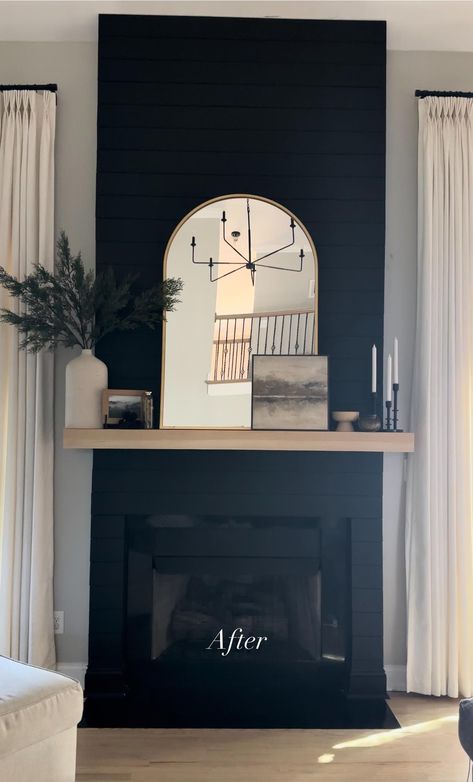 Johnston Designs added a new photo. - Johnston Designs Affordable Decor, Brick Fireplace, Styling Ideas, Black Walls, Charlotte Nc, Good Job, Simply Beautiful, New Photo, Home Remodeling