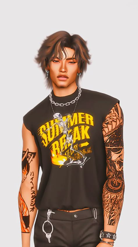 Sims 4 Mens Curly Hair, Sims 4men Cc, Sims 4 Guys Hair, Sims 4 Birthmarks Cc, Male Cc Lookbook, Sims 4 Cc Men’s Clothes, Sims 4 Alternative Cc Male, Sims 4 Graphic Tees Cc Male, Y2k Male Sims 4 Cc