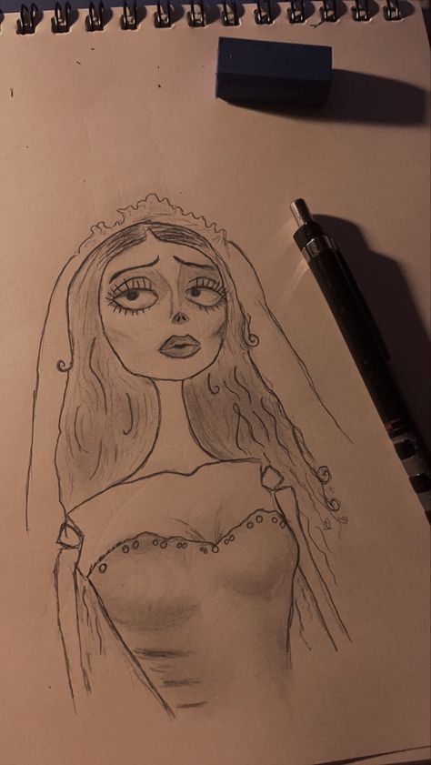 easy drawing ideas #aesthetic #ideas #drawing #easy corpse bride #pinterest #inspiration Corpse Bride Drawing Easy, Easy Drawing Ideas Aesthetic, Ideas Drawing Easy, Corpse Bride Drawing, Bride Drawing, Drawing Ideas Aesthetic, Sims Aesthetic, Emily Corpse Bride, Easy Drawing Ideas