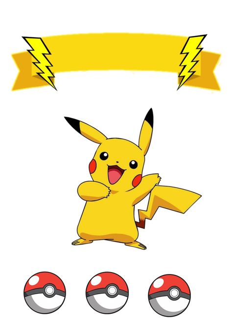 Picachu Cakes Topper Printable, Picachu Cakes Pokemon, Pikachu Cake Topper Printable, Pokemon Cake Toppers Printable, Pikachu Printable, Pikachu Cake Topper, Pikachu Birthday Cake, Topper Pokemon, Bolo Pikachu