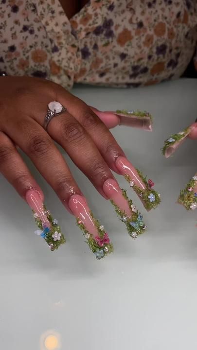 Green Nails Acrylic, Nails Funky, Duck Nails, Drip Nails, Nails Green, Colored Acrylic Nails, Dope Nail Designs, Exotic Nails, Acrylic Nails Coffin Pink