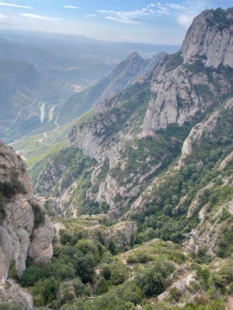 #mountains #spain #barcelona #aesthetic #monastry #summer #hike Barcelona Mountains, Spanish Mountains, Barcelona Aesthetic, Mountain Aesthetic, Mountains Aesthetic, Directional Signage, Summer Hike, Spain Barcelona, Life Vision