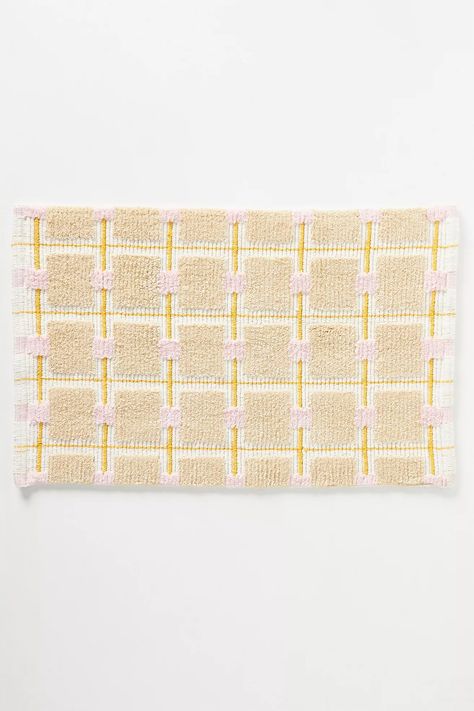 Taryn Cotton Geometric Bath Mat | Anthropologie Target Bath Mat, Bathmat Ideas Bathroom, Bath Mats Bathroom Ideas, Bath Matts, Boho Bath Mat, Bath Runner, Cotton Shower Curtain, Rose Bath, Anthropologie Wedding