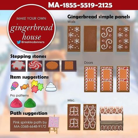 acnh pattern on Instagram: “Gingerbread house designs ! 🎄🍭 🌟Credit : @realmcdonners on Twitter ✨Tags✨ #animalcrossingnewhorizons #acnh #animalcrossing #acnhisland…” Acne Christmas Codes, Acnh Elegantcore, Christmas Acnh, Acnh Christmas Code, Codes Acnh, Acnh Christmas, Barbie Nutcracker, City Core, Gingerbread House Patterns