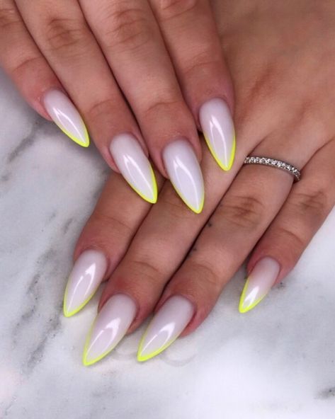 SYDNEY NAIL ARTIST on Instagram: “NEON & MARSHMALLOW • #notpolish • #omnia_nails” Milky White Nails With Neon Design, Milky Neon Nails, Marshmallow Nails Design, Marshmallow Nails, Neon Design, Artist On Instagram, Nail Artist, Trendy Nails, White Nails