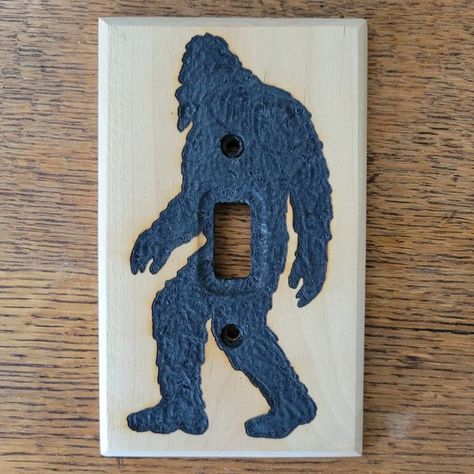 Turn-on BIGFOOT / SASQUATCH Light Switch Plate, Rustic Decor, Bigfoot decor Log Cabin Tiny House, Bigfoot Pictures, Childrens Art Display, Pet Poems, Yeti Bigfoot, Neon Heart Light, Jeep Gifts, Bigfoot Gifts, Vintage Style Wallpaper