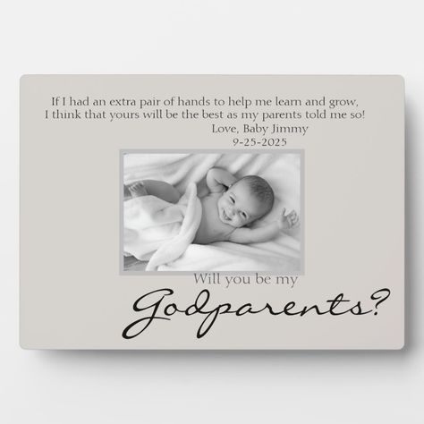 Be My Godparents Proposal Memorial Photo Plaque  Zazzle Will You Be My Ninang Invitation, Godparents Proposal Ideas Diy, Godparent Request Ideas, Proposal Letter, Memorial Poems, Proposal Photos, Godparent Gifts, Cute Inspirational Quotes, Picture Letters