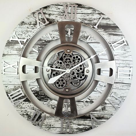 The Gears Clock 36 inches England Collection Wall Clock with Real Moving Gears with silver details Large Clock for Elegant and Luxury Living Room https://www.thegearsclock.com Gear Wall, Gear Wall Clock, Square Clocks, Gear Clock, Mantel Clocks, Vintage Wall Clock, Unique Wall Clocks, Clock Hands, Large Wall Clock