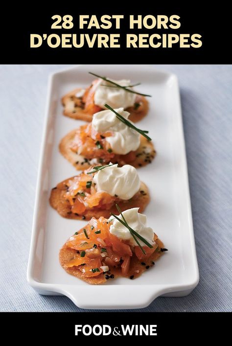 The best recipes for fast hors d'oeuvres, from deviled eggs to crab toasts. Thomas Keller Recipes, Summer Appetizer, Crisp Recipe, Fresh Corn, Chef Recipes, Smoked Salmon, Salmon Recipes, Tostadas, Bruschetta