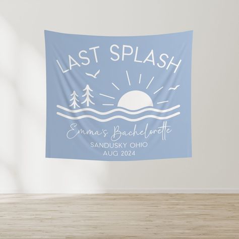 Personalized last splash bachelorette party banners are an easy custom focal-point decoration for your lake bach weekend decorations. With four sizes available ranging from 3ft to 8ft wide, there is something for every space and budget! The durable construction features hemmed edges for a high-end look. Personalize to make a one-of-a-kind piece for your event that is backed by my happiness guarantee! Listing is for ONE banner only. No other items pictured are included. ✦SIZE OPTIONS✦ 36"x26" 60"x50" 80"x68" 104"x88" ✦DETAILS✦ .: 100% Polyester .: hemmed edges .: 4 size options .: personalize with a name and date ✦PRODUCTION TIME✦ Please check the estimated delivery date at checkout for the most up-to-date information. I do my best to keep this as accurate as possible so you can feel confid Bachelorette Party Themes Lake House, Lake Bachelorette Theme, Lakehouse Bachelorette Party, Lake Themed Bachelorette Party, Lake Bachelorette Party Ideas, Lake House Bachelorette Party, Bachelorette Party Lake Weekend, Last Splash Bachelorette Party, Lake Bachelorette Party