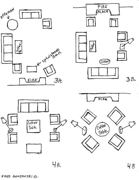 Arranging Living Room furniture, so Sofas talk to Chairs, like the Pros do | Fred Gonsowski Garden Home Sunroom Conversion, Family Room Furniture Layout, Rectangle Living Room, Furniture Placement Living Room, Living Room Floor Plans, Rectangular Living Rooms, Small Living Room Furniture, Bedroom Furniture Layout, Narrow Living Room