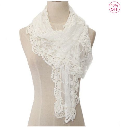 White Lace Scarf, Transparent Embroidery, Scarf Embroidery, Floral Scarves, Sheer Shawl, Scarves Crochet, Trim Scarf, Lace Cape, Cape Scarf