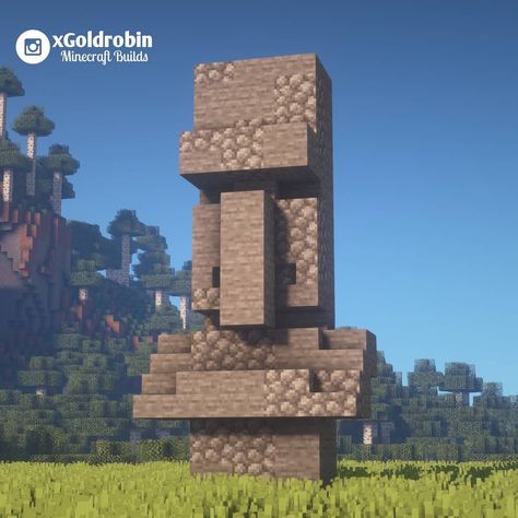 5,880 Likes, 57 Comments - Goldrobin - Minecraft Builder (@xgoldrobin) on Instagram: “Villager statue! 🗿 Follow @xgoldrobin for more Minecraft Buildings ideas & designs! 🏡…” Minecraft Building Ideas Skyblock, Minecraft Podium Ideas, Pig Statue Minecraft, Minecraft Mountain House Tutorial, Minecraft Skyblock Ideas, Minecraft Spruce Forest Builds, Minecraft Town Hall Small, Minecraft Gravestone Ideas, Minecraft Ancient City Builds