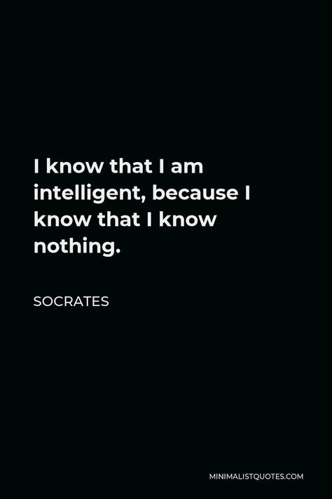 I Know Nothing Quotes, Nothing Quotes, Famous Philosophy Quotes, I Am Intelligent, Lit Quotes, Ethics Quotes, Psych Quotes, Socrates Quotes, I Know Nothing