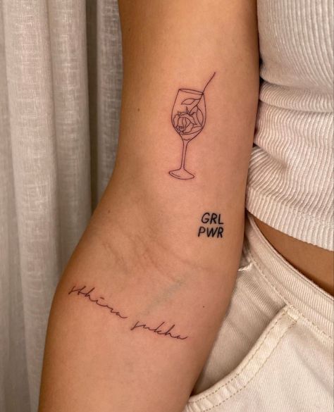 Champagne Tattoo, Emily Reid, Wine Glass Tattoo, Wine Tattoo, Shoulder Sleeve Tattoos, J Tattoo, Paris Tattoo, Laser Removal, Bff Tattoos