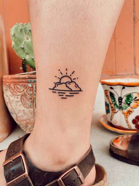 Sunset And Clouds Tattoo, Sunshine And Cloud Tattoo, Partly Cloudy Tattoo, Rain And Sun Tattoo, Sun Behind Clouds Tattoo, Sun Cloud Tattoo, Sun And Cloud Tattoo, Weather Tattoos, Sun And Clouds Tattoo