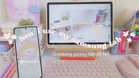 how i use my samsung tab 🌿 (samsung galaxy tab s7 fe) 🌷 full video in my youtube channel ~ link in bio #howiusemytab #samsungtab #samsunggalaxy #lemoneelife Samsung Tab S7 Fe Aesthetic, Home Screen Customization, Samsung Pink, Samsung Aesthetic, Galaxy Tab S7 Fe, App Drawer, Desk Inspo, Samsung Tab, Samsung Tabs